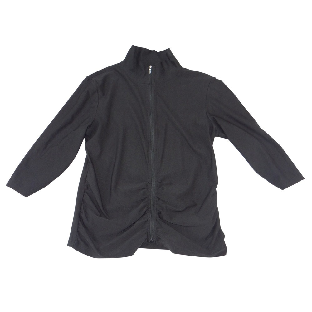 Calvin Klein Performance Black‎ Ruched Quick Dry Full Zip Track Jacket Womens M